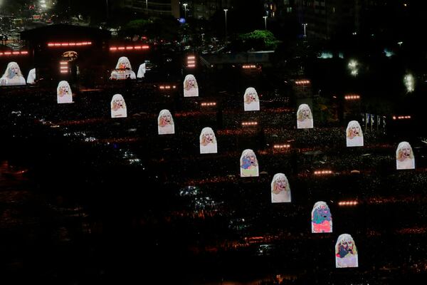 Fans pack the shore of Copacabana beach to watch Lady Gaga's free concert in Rio de Janeiro, Saturday, May 3, 2025. (AP Photo/Bruna Prado)