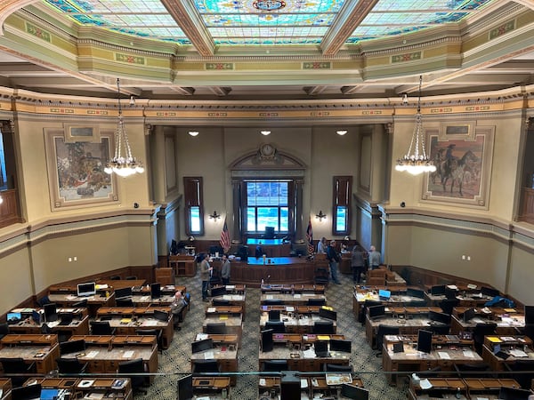 The Wyoming House of Representatives, where Freedom Caucus lawmakers have taken majority control, is seen Monday, Jan. 13, 2025, in Cheyenne, Wyo. (AP Photo/Mead Gruver)