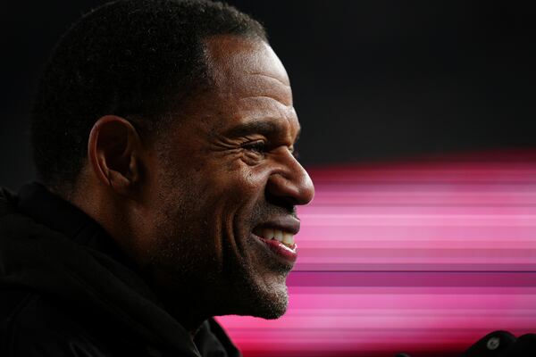 FILE - Former Philadelphia Eagle Eric Allen stands on the sidelines during an NFL football game against the Green Bay Packers, on Jan. 12, 2025, in Philadelphia. (AP Photo/Derik Hamilton)