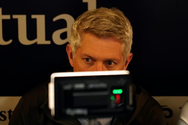 Mike Elias, executive vice president and general manager for the Baltimore Orioles, speaks to the media before a baseball game against the Milwaukee Brewers, Tuesday, May 20, 2025, in Milwaukee. (AP Photo/Aaron Gash)