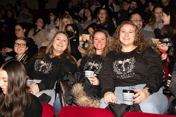 Audience members attend author Rebecca Yarros in conversation of her new book "Onyx Storm" at The Town Hall on Friday, Jan. 24, 2025, in New York. (Photo by CJ Rivera/Invision/AP)