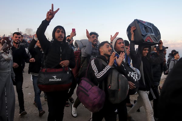 Displaced Palestinians return to their homes in the northern part of the Gaza Strip, Monday, Jan. 27, 2025, days after the ceasefire deal between Israel and Hamas came into effect. (AP Photo/Jehad Alshrafi)