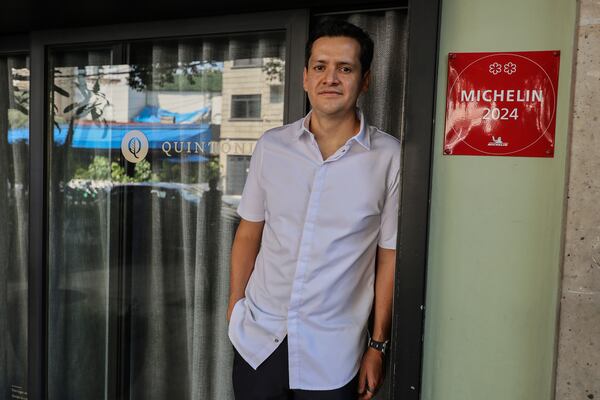 Jorge Vallejo, chef and owner of the Quintonil restaurant, poses for a portrait in Mexico City, Friday, Feb. 28, 2025. (AP Photo/Ginnette Riquelme)