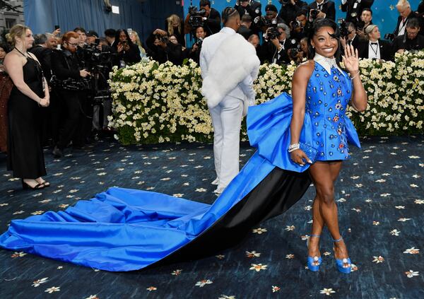 Simone Biles attends The Metropolitan Museum of Art's Costume Institute benefit gala celebrating the opening of the "Superfine: Tailoring Black Style" exhibition on Monday, May 5, 2025, in New York. (Photo by Evan Agostini/Invision/AP)