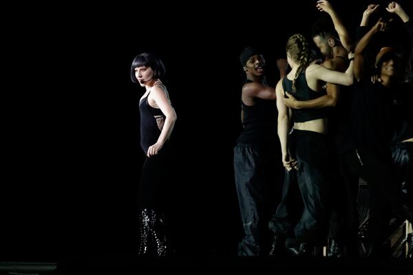 Lady Gaga takes part in a rehearsal a day ahead of her free concert, on Copacabana beach, in Rio de Janeiro, Friday, May 2, 2025. (AP Photo/Bruna Prado)