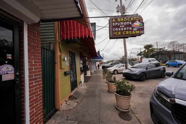 The outside of Angelo Brocato in New Orleans, Wednesday, Jan. 29, 2025. (AP Photo/Gerald Herbert)