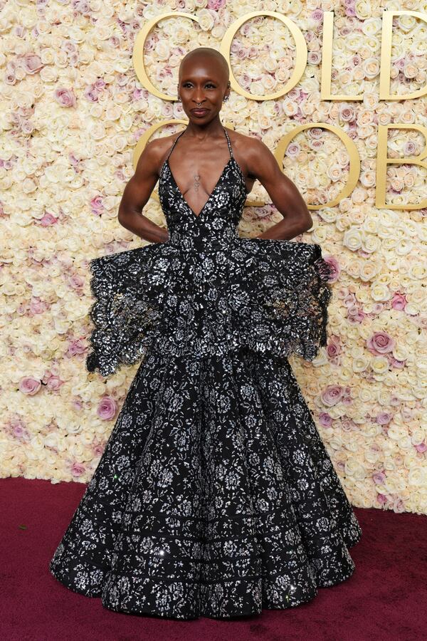 Cynthia Erivo arrives at the 82nd Golden Globes on Sunday, Jan. 5, 2025, at the Beverly Hilton in Beverly Hills, Calif. (Photo by Jordan Strauss/Invision/AP)