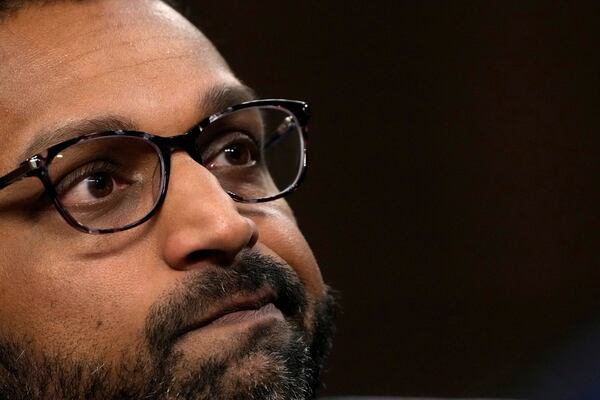 Kash Patel, President Donald Trump's choice to be director of the FBI, appears before the Senate Judiciary Committee for his confirmation hearing, at the Capitol in Washington, Thursday, Jan. 30, 2025. (AP Photo/Ben Curtis)