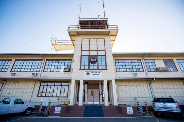 FILE - In this photo reviewed by U.S. military officials, the Office of Military Commissions building used for Periodic Review Board hearings stands, on April 18, 2019, in Guantanamo Bay Naval Base, Cuba. (AP Photo/Alex Brandon, File)