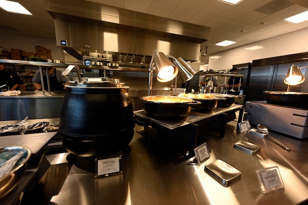 A new clubhouse kitchen adjacent to New York Yankees locker room is shown during a tour of the upgraded team spring training facilities Thursday, Feb. 13, 2025, at George M. Steinbrenner Field in Tampa, Fla. (AP Photo/Steve Nesius)