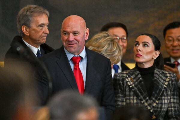 Dana White arrives the 60th Presidential Inauguration in the Rotunda of the U.S. Capitol in Washington, Monday, Jan. 20, 2025. (Ricky Carioti/The Washington Post via AP, Pool)