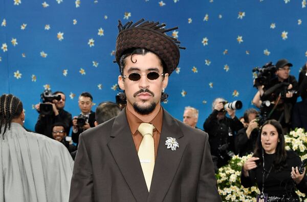 Bad Bunny attends The Metropolitan Museum of Art's Costume Institute benefit gala celebrating the opening of the "Superfine: Tailoring Black Style" exhibition on Monday, May 5, 2025, in New York. (Photo by Evan Agostini/Invision/AP)