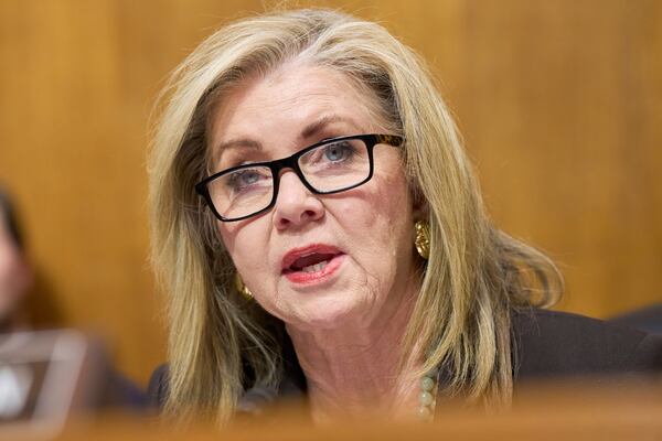 Senate Judiciary Subcommittee on Privacy, Technology, and the Law Chair Sen. Marsha Blackburn, R-Tenn., speaks during a hearing on AI deepfakes, Wednesday, May 21, 2025, in Washington. (AP Photo/Jacquelyn Martin)