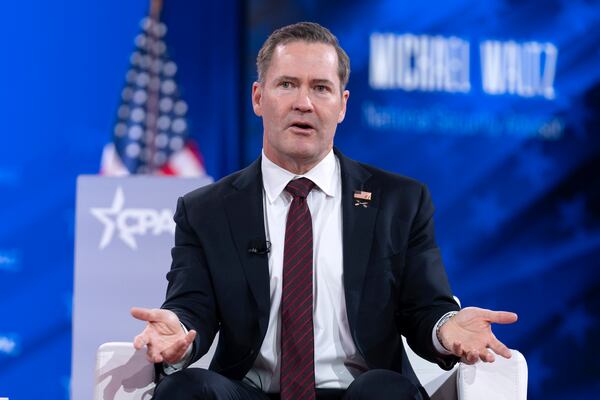 FILE - White House national security adviser Mike Waltz speaks at the Conservative Political Action Conference, CPAC, Feb. 21, 2025, in Oxon Hill, Md. (AP Photo/Jose Luis Magana, File)