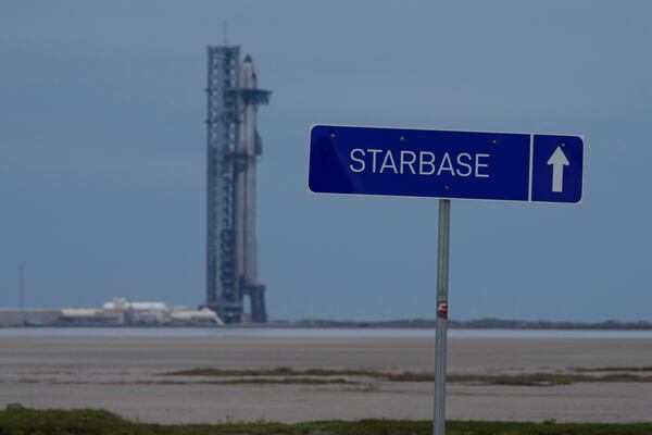 SpaceX's mega rocket Starship is prepared for a test flight from Starbase in Boca Chica, Texas, Sunday, Jan. 12, 2025. (AP Photo/Eric Gay)