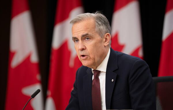 Prime Minister Mark Carney speaks during a news conference, in Ottawa, Friday, May 2, 2025. (Adrian Wyld /The Canadian Press via AP)