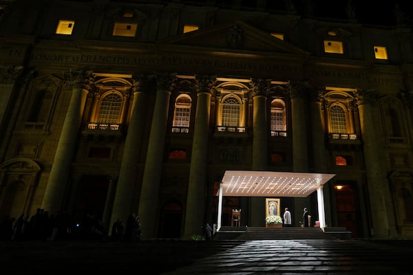 FILE - Cardinal Luis Antonio Tagle during a rosary prayer service held for the health of Pope Francis in St Peter's Square at The Vatican, Tuesday, Feb. 25, 2025. (AP Photo/Kirsty Wigglesworth, File)