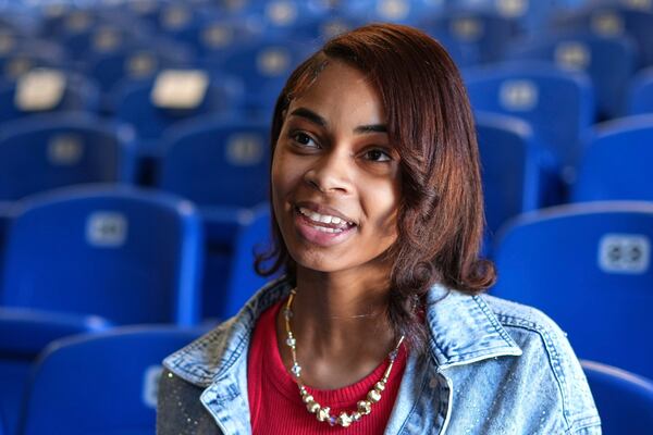 Stalea Chapman, 17, a senior at Perry Traditional Academy, attends a forum of candidates in Pittsburgh's upcoming mayoral primary in Pittsburgh, Thursday, April 24, 2025. (AP Photo/Gene J. Puskar)