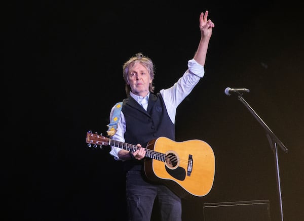 FILE - Paul McCartney performs at the Glastonbury Festival in Worthy Farm, Somerset, England, on June 25, 2022. (Photo by Joel C Ryan/Invision/AP, File)