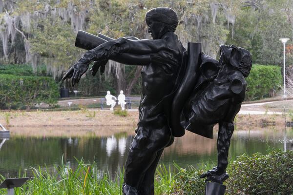 Gran Val de Grace, 1977, bronze, by Jean-Robert Ipousteguy, is seen in the Sydney and Walda Besthoff Sculpture Garden in City Park in New Orleans, Wednesday, Jan. 29, 2025. (AP Photo/Gerald Herbert)