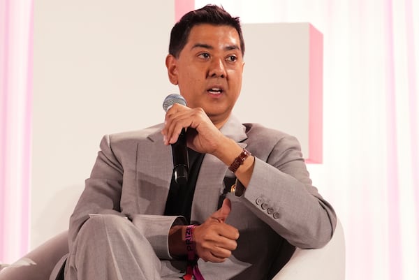 Imran Ahmed with the Center for Countering Digital Hate, speaks at The Elevate Prize Foundation's Make Good Famous Summit, Tuesday, May 13, 2025, in Miami Beach, Fla. (AP Photo/Marta Lavandier)