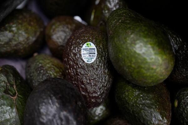 Avocados for sale are displayed at a grocery store in San Francisco, Wednesday, March 5, 2025. (AP Photo/Jeff Chiu)