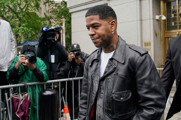 Rapper Kid Cudi leaves Federal Court after testifying at the trial of Sean "Diddy" Combs, in New York, Thursday, May 22, 2025. (AP Photo/Richard Drew)