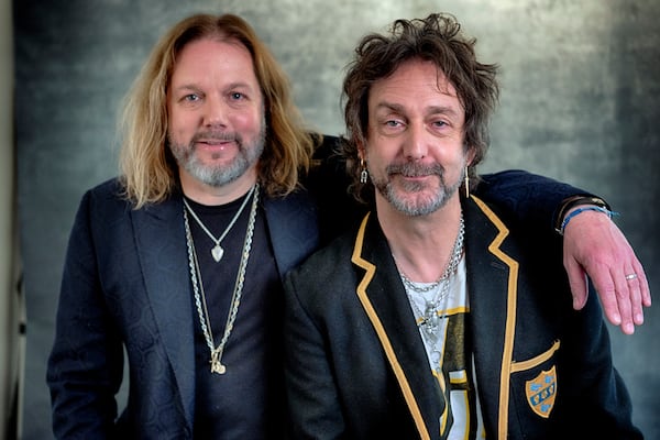 FILE - Rich Robinson, left, and his brother Chris Robinson of The Black Crowes pose for a portrait in Los Angeles on Monday, Dec. 9, 2024. (AP Photo/Richard Vogel, File)