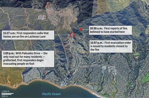 How early evacuations unfolded in the Palisades Fire Jan. 7. (AP Graphic)