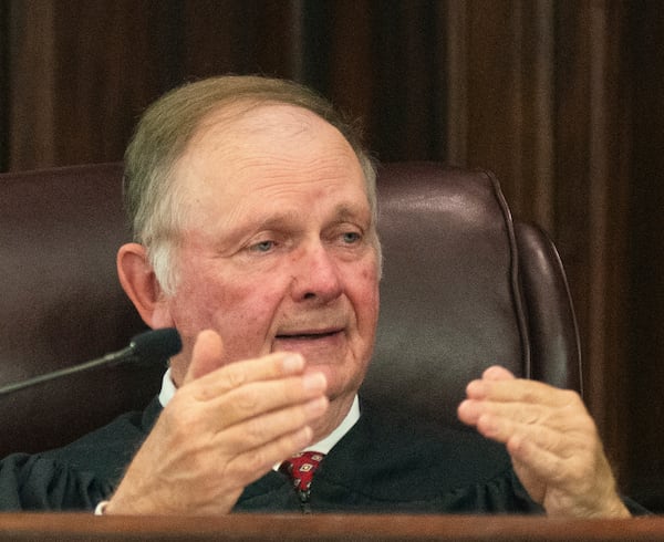 Senior Judge John R. Tuner addresses the jury Tuesday, Jan. 28, 2025, in Brunswick, Ga., moments before lawyers delivered their opening statements in the trial of former Brunswick Judicial Circuit District Attorney Jackie Johnson who is accused of obstruction of justice and violating her oath of office. (Terry Dickson/The Brunswick News via AP, Pool)