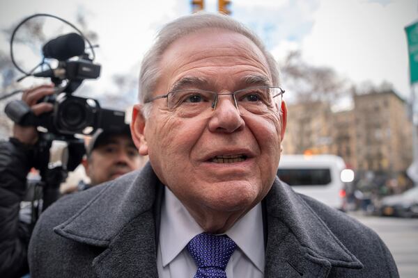 Former Sen. Bob Menendez, D-N.J., arrives to federal court , Wednesday, Jan. 29, 2025, in New York. (AP Photo/Julia Demaree Nikhinson)