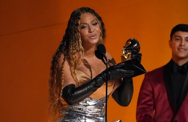 FILE - Beyonce accepts the award for best dance/electronic music album for "Renaissance" at the 65th annual Grammy Awards on Feb. 5, 2023, in Los Angeles. (AP Photo/Chris Pizzello, File)