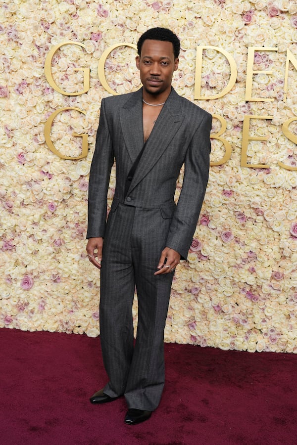 Tyler James Williams arrives at the 82nd Golden Globes on Sunday, Jan. 5, 2025, at the Beverly Hilton in Beverly Hills, Calif. (Photo by Jordan Strauss/Invision/AP)