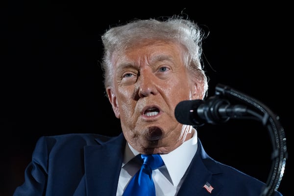 President Donald Trump gives a commencement address at the University of Alabama, Thursday, May 1, 2025, in Tuscaloosa, Ala.(AP Photo/Manuel Balce Ceneta)