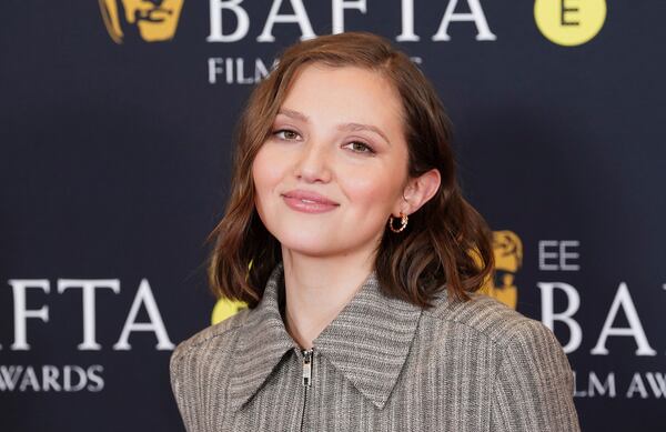 Mia McKenna-Bruce attends the BAFTA Film Awards 2025 nominations announcement, at BAFTA, in central London, Wednesday, Jan. 15, 2025. (Ian West/PA via AP)