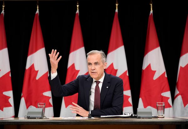 Prime Minister Mark Carney speaks during a news conference in Ottawa, Friday, May 2, 2025. (Adrian Wyld/The Canadian Press via AP)