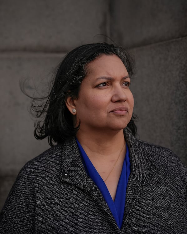 Karen Ortiz, an administrative judge at the Equal Employment Opportunity Commission, poses for photos, Wednesday, Feb. 26, 2025, in New York. (AP Photo/Julia Demaree Nikhinson)