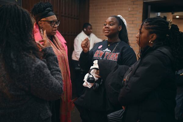 Attendees gather during a Town Hall and voter registration for a school board elections at the Bethany Baptist Church, Saturday, Feb. 1, 2025, in Newark, N.J. (AP Photo/Andres Kudacki)