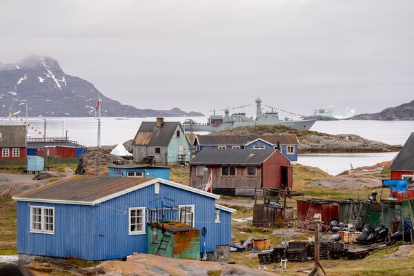 FILE - A view of the Danish fleet's frigate Triton, off the village of Attu in Greenland, Monday, July 1, 2024. (Ida Marie Odgaard/Ritzau Scanpix via AP, File)