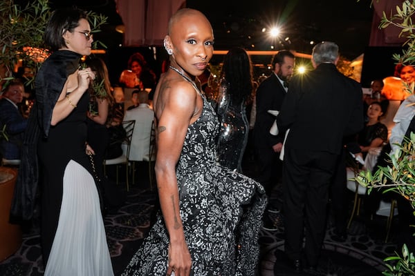 Cynthia Erivo arrives at the 82nd Golden Globes on Sunday, Jan. 5, 2025, at the Beverly Hilton in Beverly Hills, Calif. (AP Photo/Chris Pizzello)