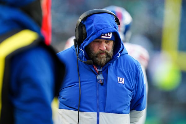 New York Giants head coach Brian Daboll walks the sidelines during the second half of an NFL football game against the Philadelphia Eagles on Sunday, Jan. 5, 2025, in Philadelphia. (AP Photo/Derik Hamilton)