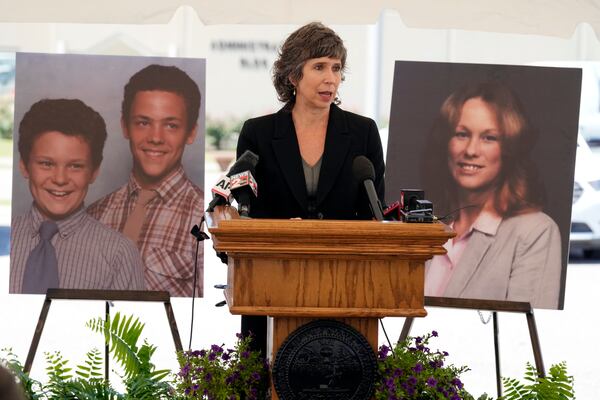 Assistant Federal Public Defender Amy Harwell speaks outside Riverbend Maximum Security Institution after the execution of her client Oscar Smith, Thursday, May 22, 2025, in Nashville, Tenn. (AP Photo/Mark Humphrey)