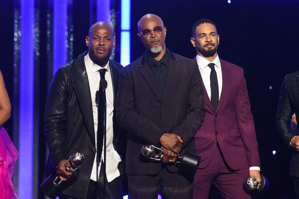 Marlon Wayans, from left, Damon Wayans Sr., and Damon Wayans Jr. accept the NAACP hall of fame award during the 56th NAACP Image Awards on Saturday, Feb. 22, 2025, in Pasadena, Calif. (Photo by Richard Shotwell/Invision/AP)