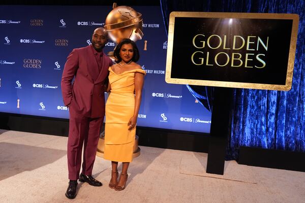 Morris Chestnut, left, and Mindy Kaling appear following the nominations announcement for the 82nd Golden Globes on Monday, Dec. 9, 2024, at the Beverly Hilton Hotel in Beverly Hills, Calif. The 82nd Golden Globes will be held on Sunday, Jan. 5, 2025. (AP Photo/Chris Pizzello)