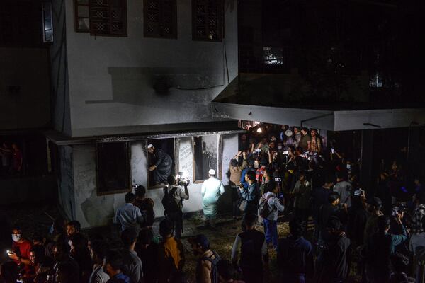 Protesters vandalize the residence of Sheikh Mujibur Rahman, Bangladesh's former leader and the father of the country's ousted Prime Minister Sheikh Hasina, at Dhanmondi, in Dhaka in Dhaka, Bangladesh, Wednesday, Feb. 5, 2025. (AP Photo/Mahmud Hossain Opu)