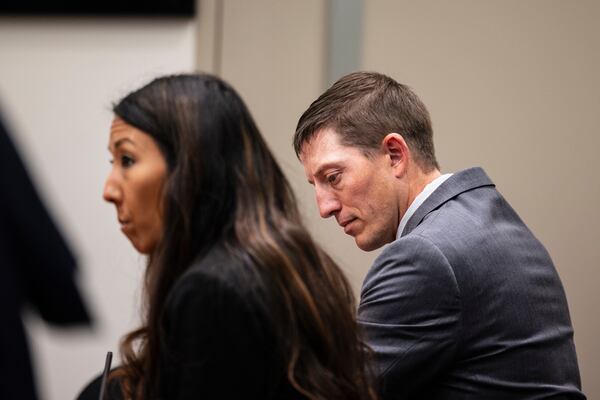 Former Grand Rapids Police officer Christopher Schurr appears at the Kent County Courthouse in Grand Rapids, Mich., Thursday, May 8, 2025. (Joel Bissell/MLive.com/Kalamazoo Gazette via AP)