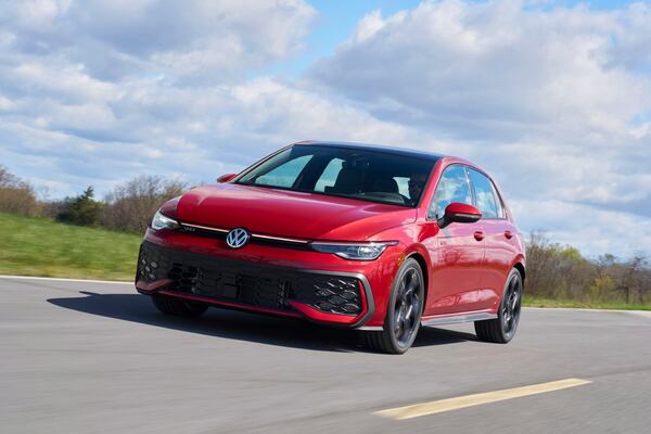 This photo provided by Volkswagen shows the 2025 Golf GTI. The GTI is fun to drive and has a hatchback design that's great for everyday practicality. (Courtesy of Volkswagen of America via AP)