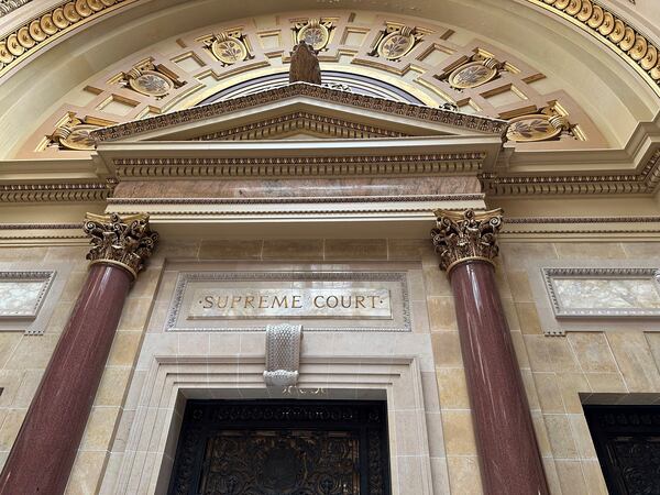 FILE - The entrance to the Wisconsin Supreme Court chambers is seen in the state Capitol in Madison, Wis., March 14, 2024. (AP Photo/Todd Richmond, File)