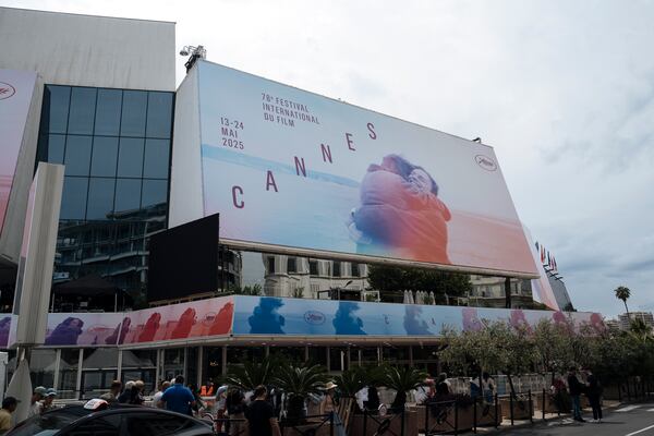 The Palais des festivals ahead of the 78th international film festival in Cannes, southern France, Sunday, May 11, 2025. The Cannes film festival runs from May 13 until May 24, 2025. (AP Photo/Lewis Joly)