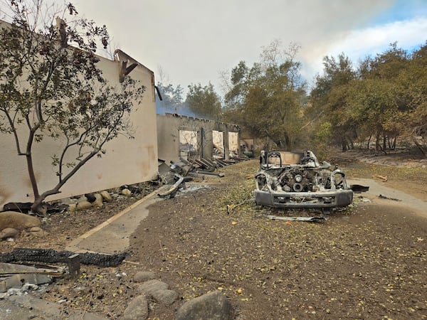 This photo provided by Los Angeles County Department of Parks and Recreation shows wildfire damage at the Eaton Canyon Nature Center on Wednesday, Jan. 8, 2025 Pasadena, Calif. (Los Angeles County Department of Parks and Recreation via AP)